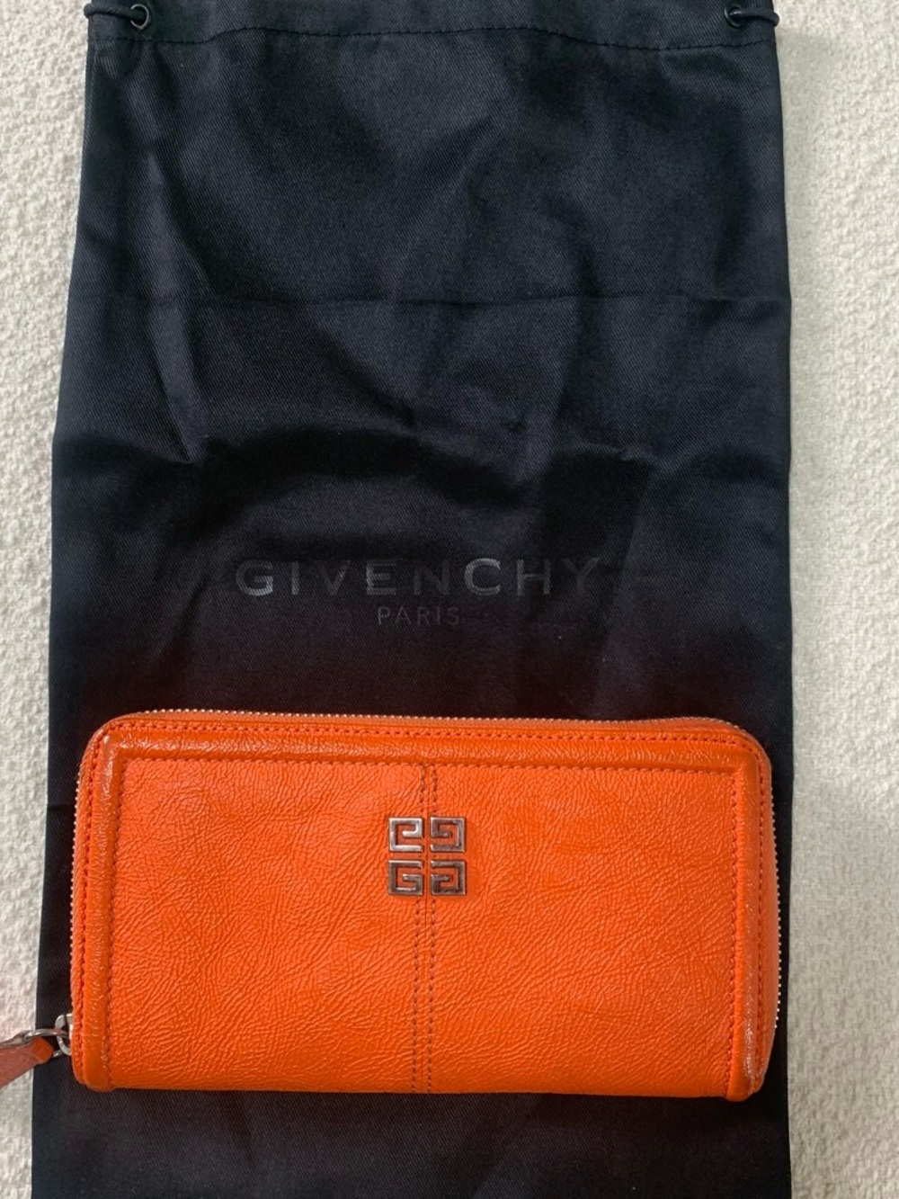 Givenchy Orange Zip-Around Leather Wallet